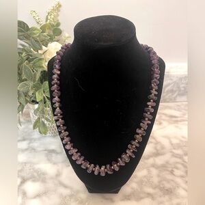 Vintage Amethyst Stone Necklace, Natural Healing Stone